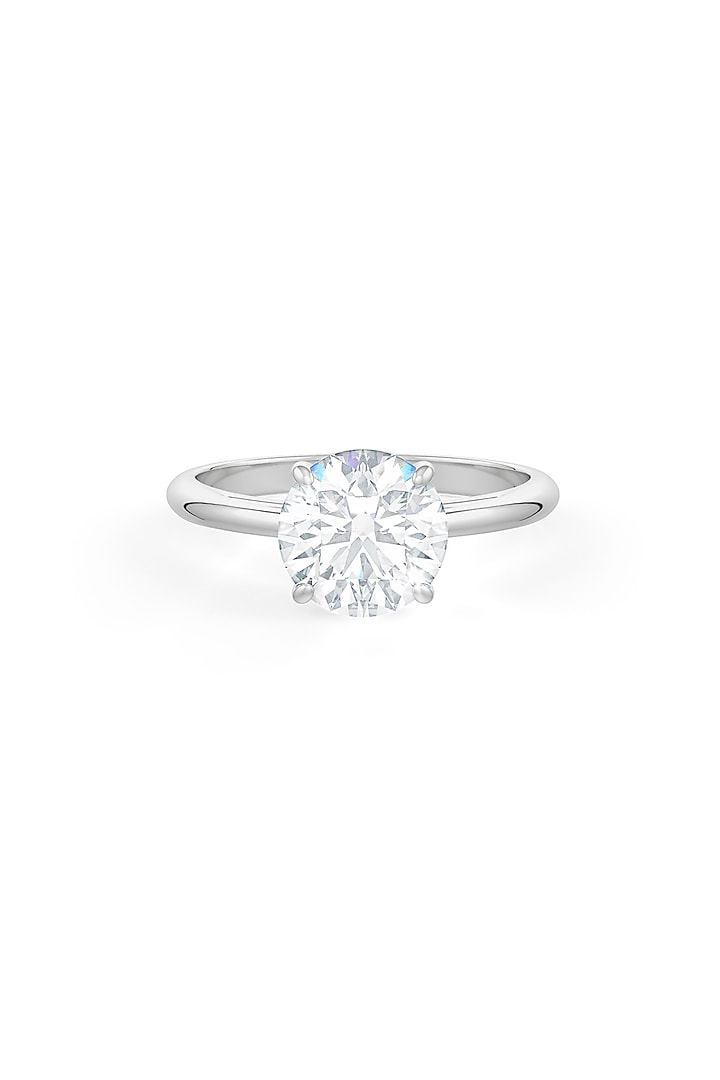 White Rhodium Finish Round-Shaped Cubic Zirconia Crystal Ring In Sterling Silver by MISS JO at Pernia's Pop Up Shop