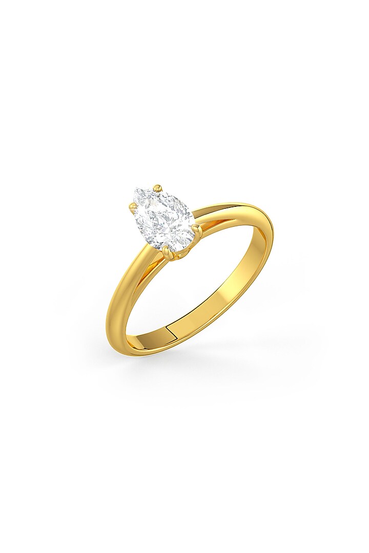 Gold Finish Pear-Shaped Cubic Zirconia Crystal Ring In Sterling Silver by MISS JO at Pernia's Pop Up Shop