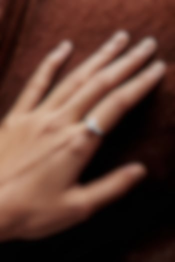 White Rhodium Finish Pear-Shaped Cubic Zirconia Crystal Ring In Sterling Silver by MISS JO at Pernia's Pop Up Shop