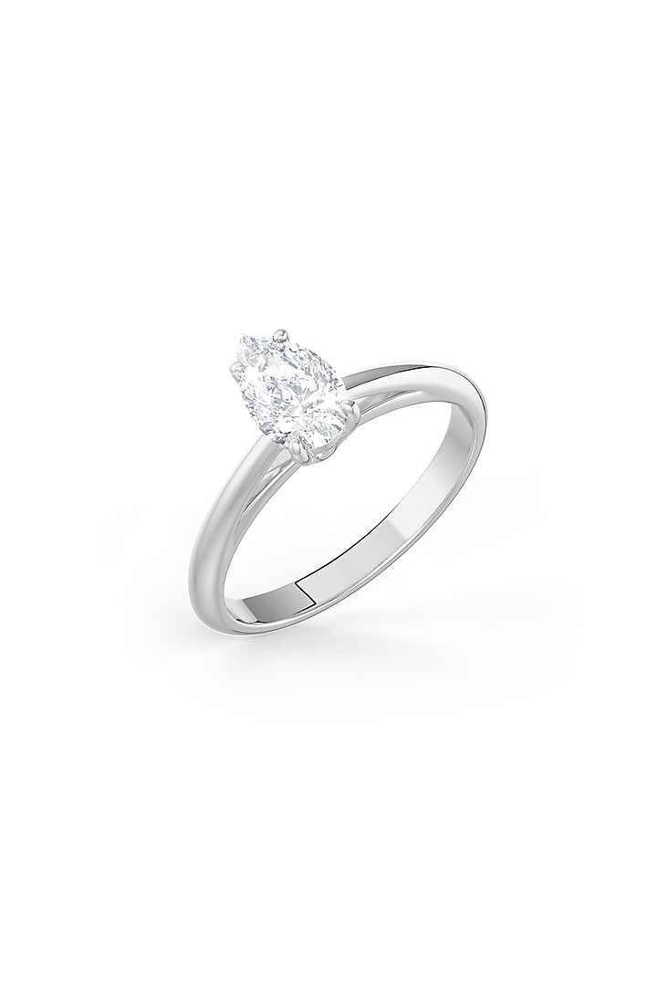 White Rhodium Finish Pear-Shaped Cubic Zirconia Crystal Ring In Sterling Silver by MISS JO at Pernia's Pop Up Shop