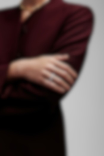 White Rhodium Finish Pear-Shaped Cubic Zirconia Crystal Ring In Sterling Silver by MISS JO at Pernia's Pop Up Shop