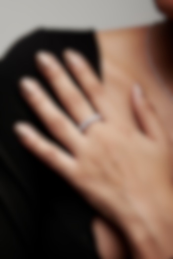 White Rhodium Finish Round-Shaped Cubic Zirconia Crystal Ring In Sterling Silver by MISS JO at Pernia's Pop Up Shop