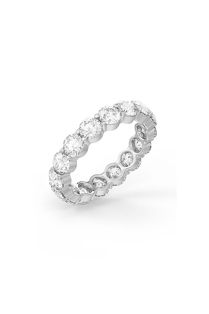 White Rhodium Finish Round-Shaped Cubic Zirconia Crystal Ring In Sterling Silver by MISS JO at Pernia's Pop Up Shop