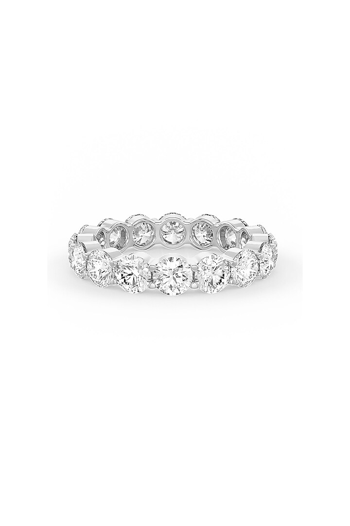 White Rhodium Finish Round-Shaped Cubic Zirconia Crystal Ring In Sterling Silver by MISS JO at Pernia's Pop Up Shop