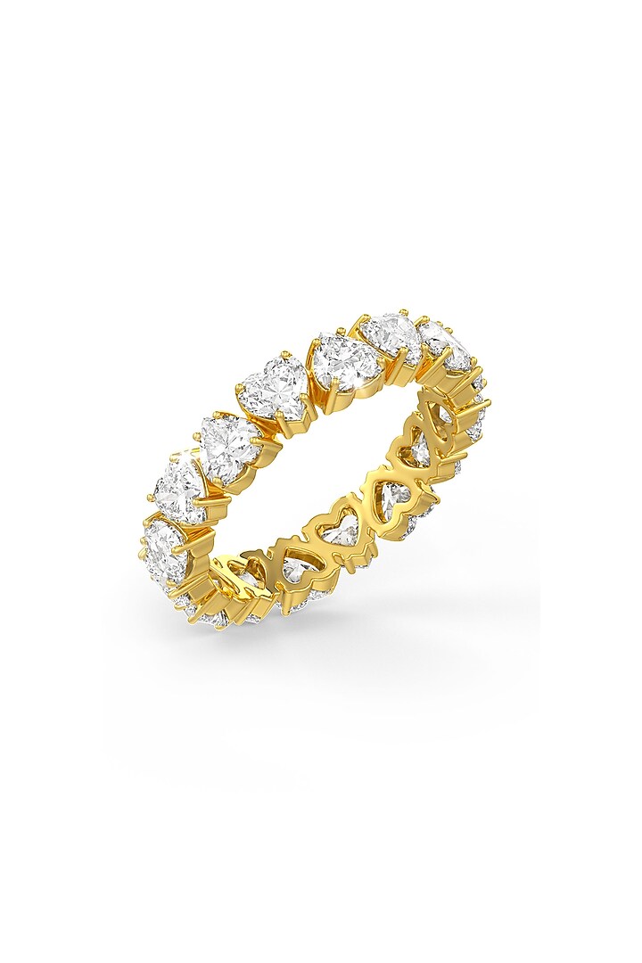 Gold Finish Heart-Shaped Cubic Zirconia Crystal Ring In Sterling Silver by MISS JO at Pernia's Pop Up Shop
