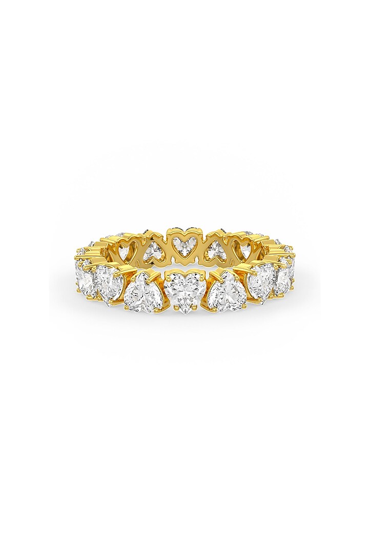 Gold Finish Heart-Shaped Cubic Zirconia Crystal Ring In Sterling Silver by MISS JO at Pernia's Pop Up Shop