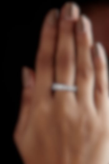 White Rhodium Finish Heart-Shaped Cubic Zirconia Crystal Ring In Sterling Silver by MISS JO at Pernia's Pop Up Shop