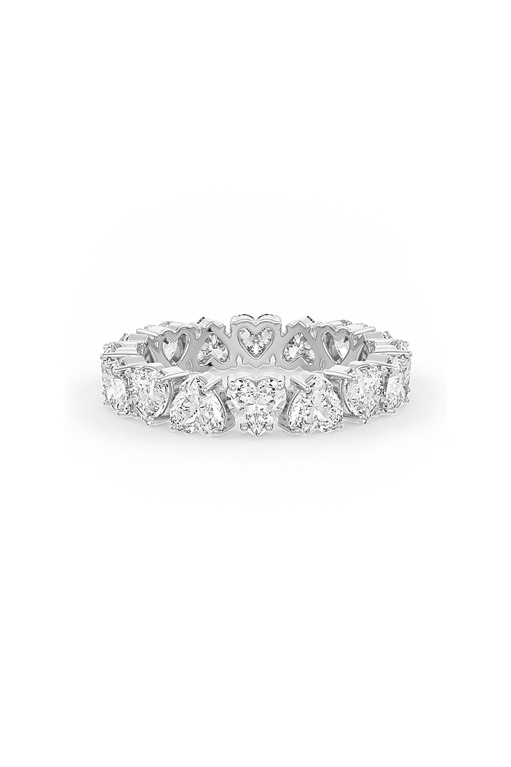 White Rhodium Finish Heart-Shaped Cubic Zirconia Crystal Ring In Sterling Silver by MISS JO at Pernia's Pop Up Shop