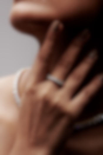 Gold Finish Square-Shaped Cubic Zirconia Crystal Ring In Sterling Silver by MISS JO at Pernia's Pop Up Shop