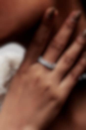 White Rhodium Finish Square-Shaped Cubic Zirconia Crystal Ring In Sterling Silver by MISS JO at Pernia's Pop Up Shop