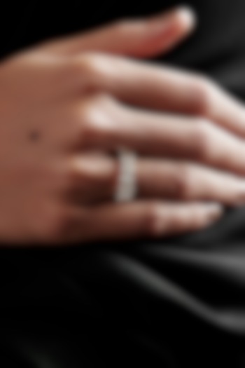 Gold Finish Oval-Shaped Cubic Zirconia Crystal Ring In Sterling Silver by MISS JO at Pernia's Pop Up Shop