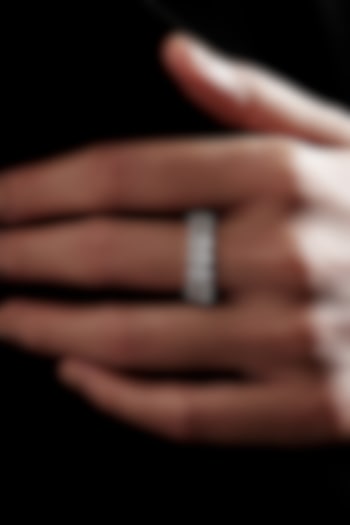 White Rhodium Finish Oval-Shaped Cubic Zirconia Crystal Ring In Sterling Silver by MISS JO at Pernia's Pop Up Shop