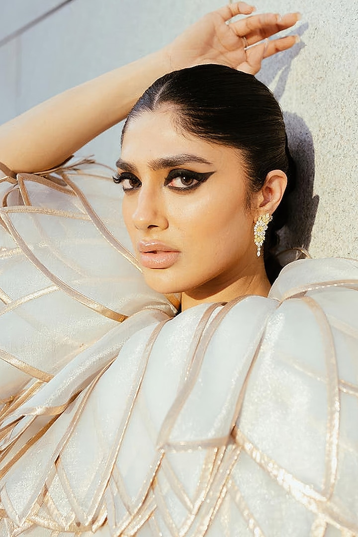 White Rhodium Finish Yellow Cubic Zirconia Crystal Dangler Earrings In Sterling Silver by MISS JO at Pernia's Pop Up Shop