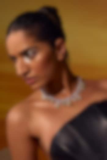 White Rhodium Finish Yellow Cubic Zirconia Crystal Pendant Necklace In Sterling Silver by MISS JO at Pernia's Pop Up Shop