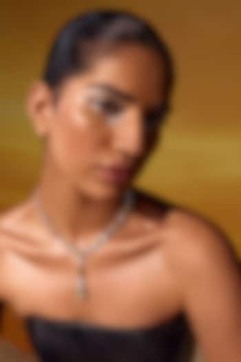 White Rhodium Finish Yellow Cubic Zirconia Crystal Pendant Necklace In Sterling Silver by MISS JO at Pernia's Pop Up Shop