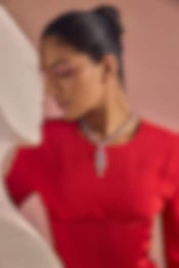 White Rhodium Finish Pink & White Cubic Zirconia Crystal Pendant Necklace In Sterling Silver by MISS JO at Pernia's Pop Up Shop