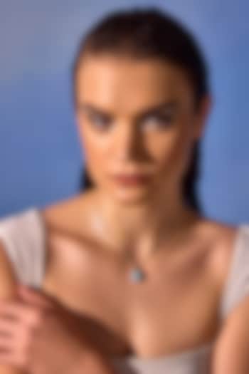 White Rhodium Finish Blue & White Cubic Zirconia Crystal Pendant Necklace In Sterling Silver by MISS JO at Pernia's Pop Up Shop