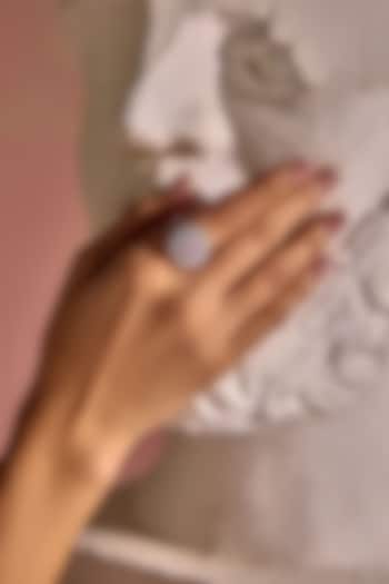 White Rhodium Finish Pink Cubic Zirconia Crystal Ring In Sterling Silver by MISS JO at Pernia's Pop Up Shop