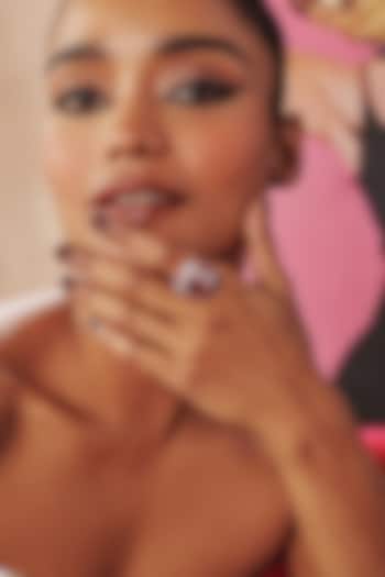 White Rhodium Red Cubic Zirconia Crystal Ring In Sterling Silver by MISS JO at Pernia's Pop Up Shop