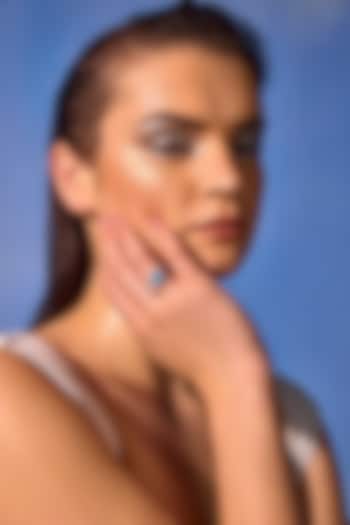 White Rhodium Finish Aqua & White Cubic Zirconia Crystal Ring In Sterling Silver by MISS JO at Pernia's Pop Up Shop