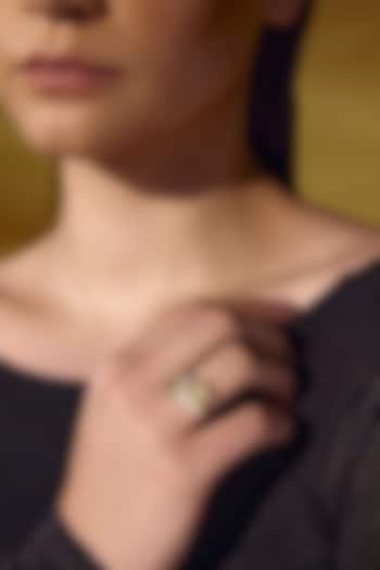 White Rhodium Finish Yellow Sapphire Cubic Zirconia Crystal Ring In Sterling Silver by MISS JO at Pernia's Pop Up Shop