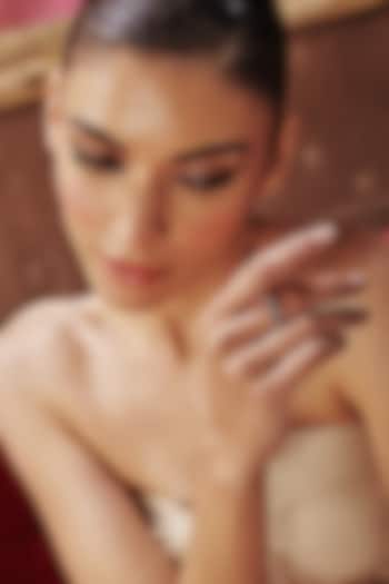 Gold Finish Green & White Cubic Zirconia Crystal Ring In Sterling Silver by MISS JO at Pernia's Pop Up Shop