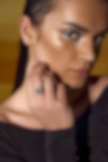 White Rhodium Finish Yellow & White Cubic Zirconia Crystal Ring In Sterling Silver by MISS JO at Pernia's Pop Up Shop