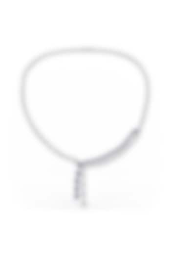 White Rhodium Finish Blue Cubic Zirconia Crystal Pendant Necklace In Sterling Silver by MISS JO at Pernia's Pop Up Shop