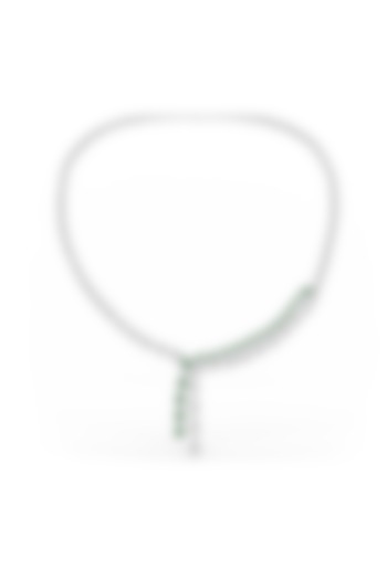 White Rhodium Finish Green Cubic Zirconia Crystal Pendant Necklace In Sterling Silver by MISS JO at Pernia's Pop Up Shop