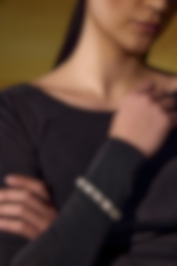 White Rhodium Finish Yellow & White Cubic Zirconia Crystal Tennis Bracelet In Sterling Silver by MISS JO at Pernia's Pop Up Shop