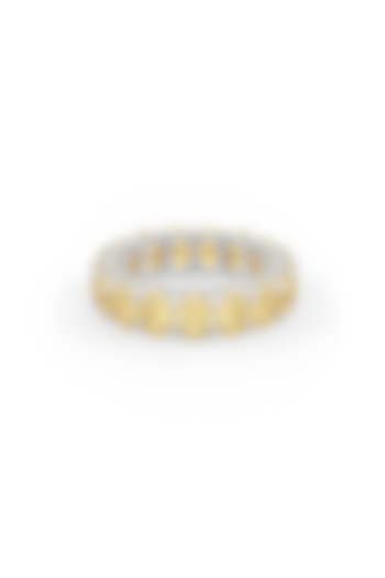 White Rhodium Finish Yellow Cubic Zirconia Stone Ring In Sterling Silver by MISS JO at Pernia's Pop Up Shop