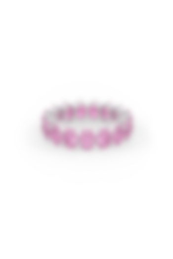 White Rhodium Finish Pink Cubic Zirconia Stone Ring In Sterling Silver by MISS JO at Pernia's Pop Up Shop