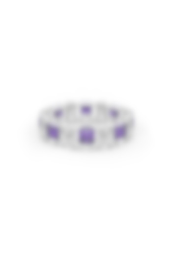 White Rhodium Finish Purple Cubic Zirconia Stone Ring In Sterling Silver by MISS JO at Pernia's Pop Up Shop