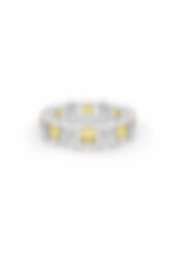 White Rhodium Finish Yellow Cubic Zirconia Stone Ring In Sterling Silver by MISS JO at Pernia's Pop Up Shop