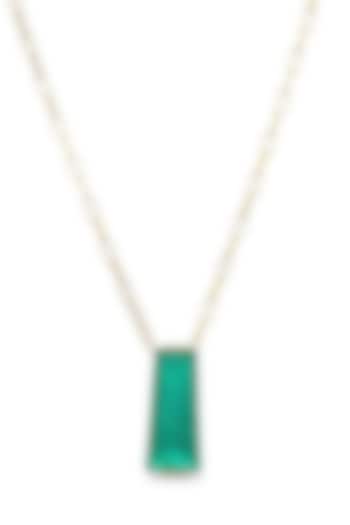 Gold Finish Emerald Green Moon Stone Pendant Necklace In Sterling Silver by MISS JO at Pernia's Pop Up Shop