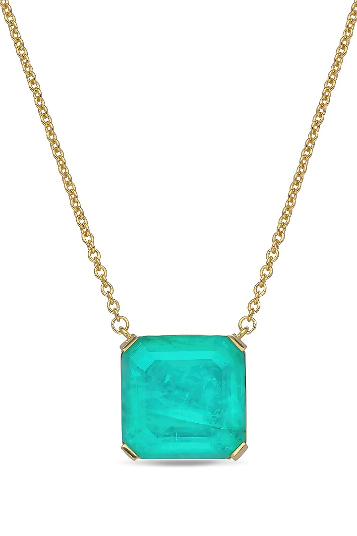 Gold Finish Turquoise Natural Stone Pendant Necklace In Sterling Silver by MISS JO at Pernia's Pop Up Shop
