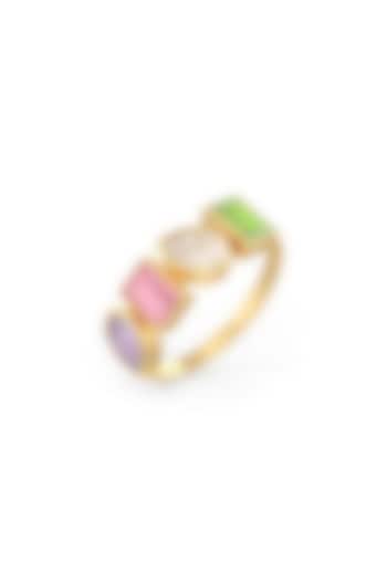 Gold Plated Multi-Colored Tourmaline Stone Ring In Sterling Silver by MISS JO at Pernia's Pop Up Shop