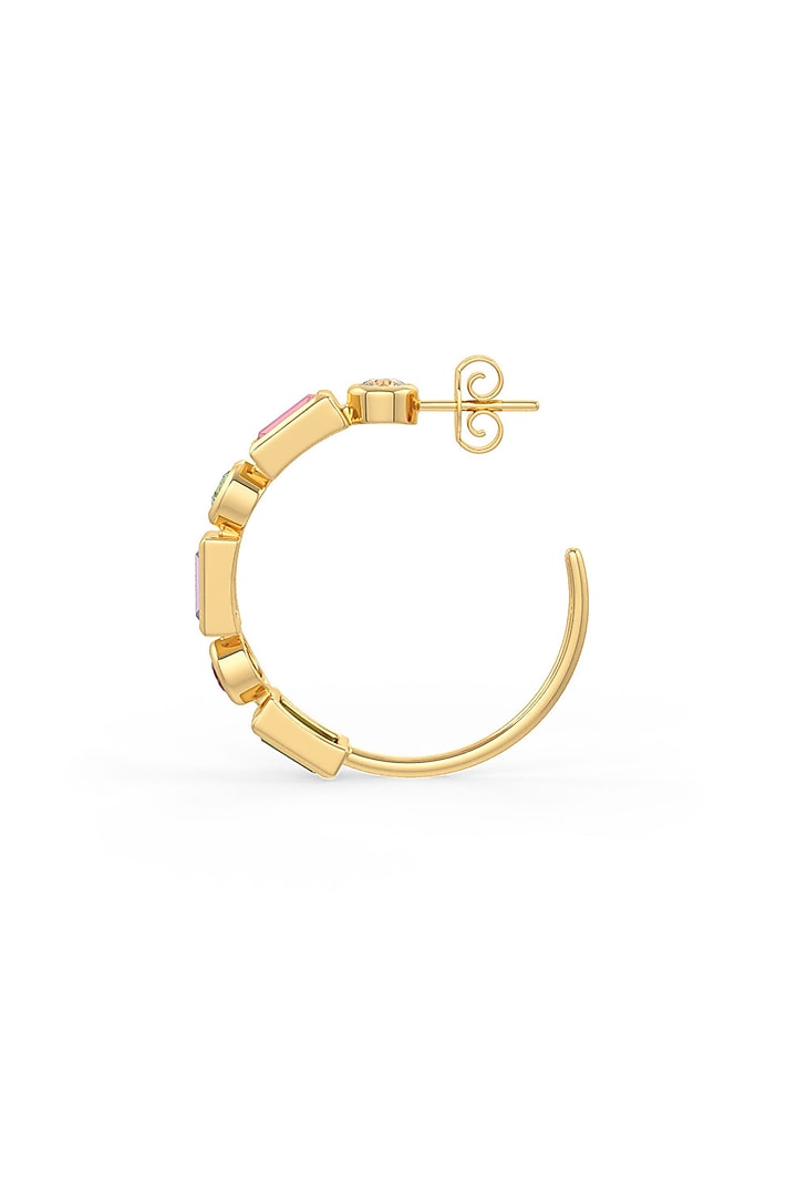 Gold Plated Multi-Colored Semi Precious Stone Hoop Earrings In Sterling Silver by MISS JO at Pernia's Pop Up Shop