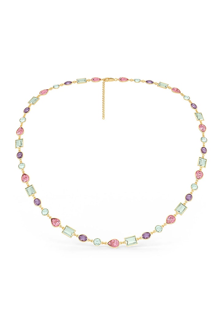 Gold Plated Multi-Colored Stone Marina Mirage Necklace In Sterling Silver by MISS JO at Pernia's Pop Up Shop