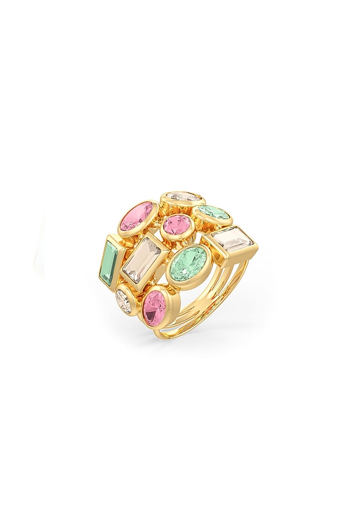 Gold Plated Multi-Colored Tourmaline Stone Ring In Sterling Silver by MISS JO at Pernia's Pop Up Shop