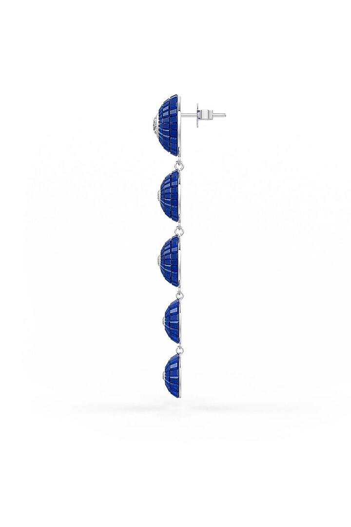 White Rhodium Finish Sapphire Synthetic Spinel Dangler Earrings In Sterling Silver by MISS JO at Pernia's Pop Up Shop