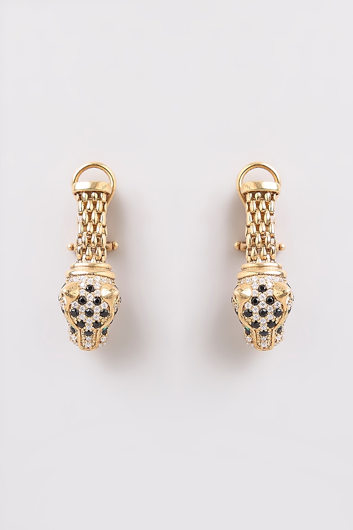 Gold Finish Dangler Earrings In Sterling Silver by MISS JO at Pernia's Pop Up Shop