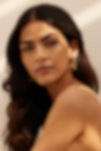 Gold Finish Morganite Hydro & Amethyst Stone Hoop Earrings In Sterling Silver by MISS JO at Pernia's Pop Up Shop