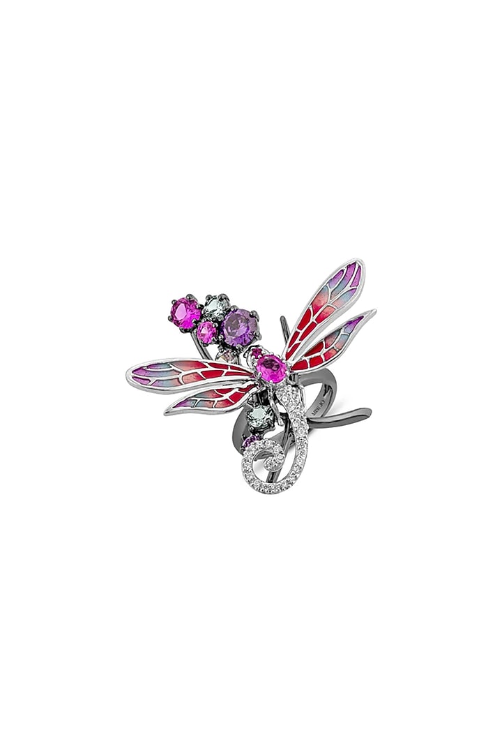 White Finish Pink Stone Ring In Sterling Silver by MISS JO at Pernia's Pop Up Shop