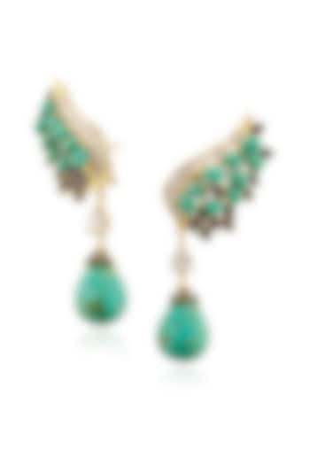 White Rhodium Finish Dangler Earrings In Sterling Silver by MISS JO at Pernia's Pop Up Shop