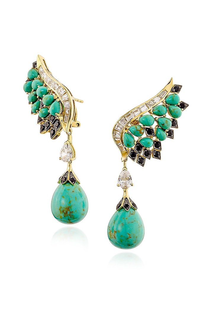 White Rhodium Finish Dangler Earrings In Sterling Silver by MISS JO at Pernia's Pop Up Shop