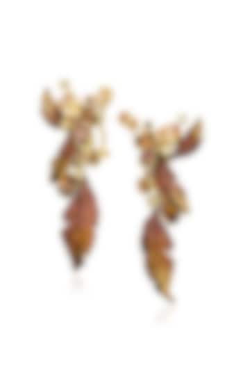 Gold Finish Dangler Earrings In Sterling Silver by MISS JO at Pernia's Pop Up Shop