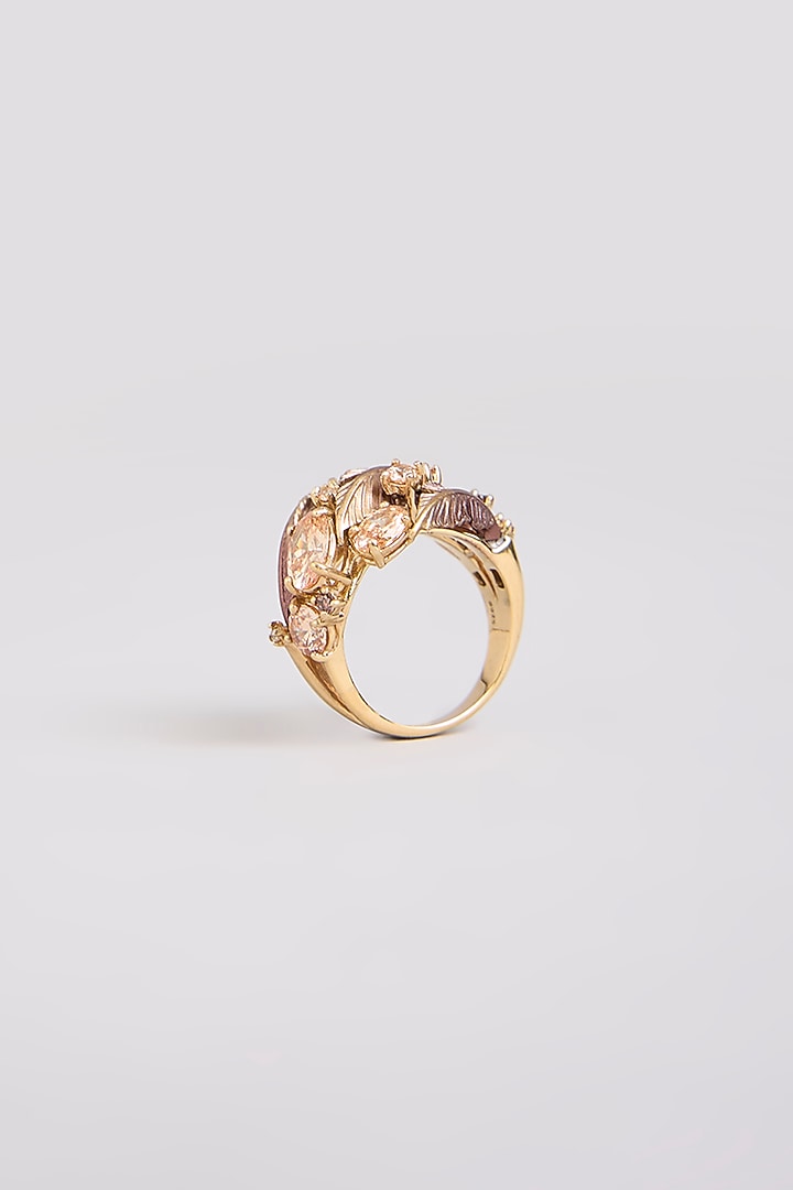Gold Finish Ring In Sterling Silver by MISS JO at Pernia's Pop Up Shop