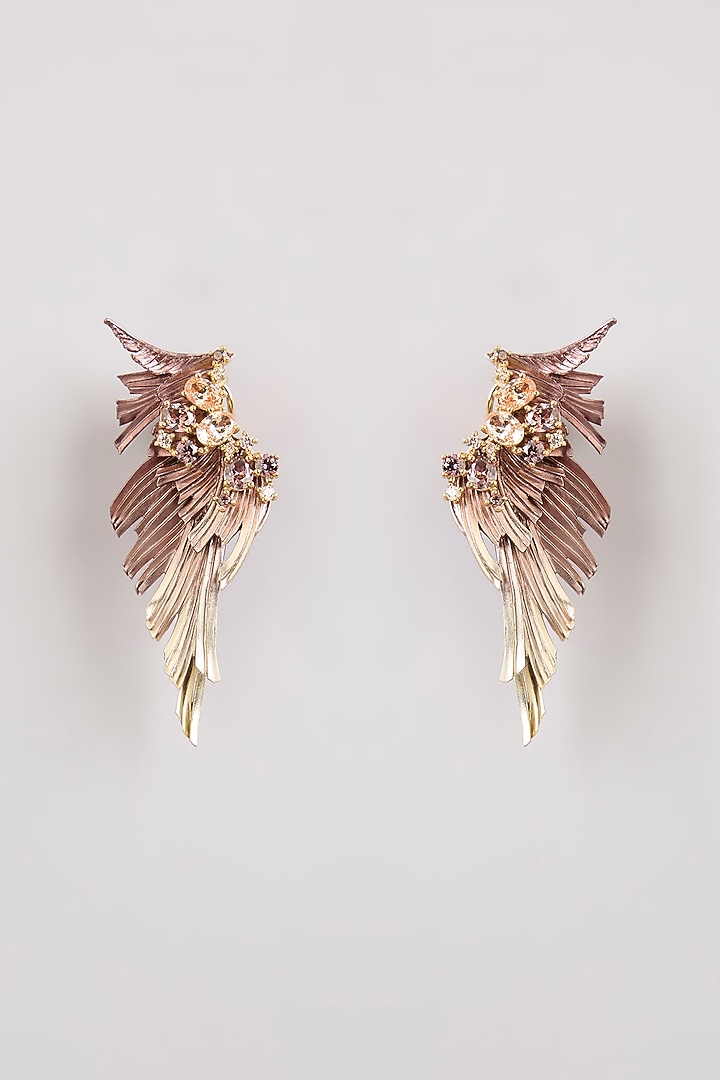 Gold Finish Statement Earrings In Sterling Silver by MISS JO at Pernia's Pop Up Shop
