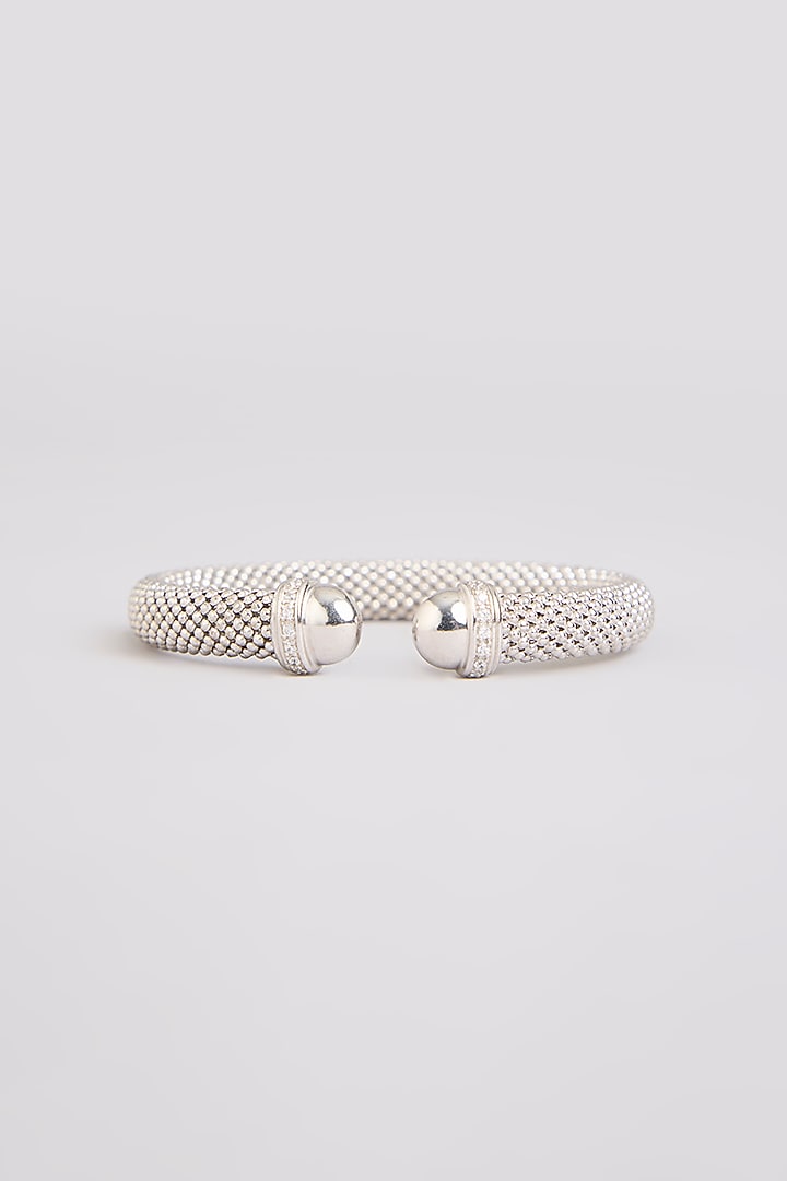 White Finish Bangle In Sterling Silver by MISS JO at Pernia's Pop Up Shop